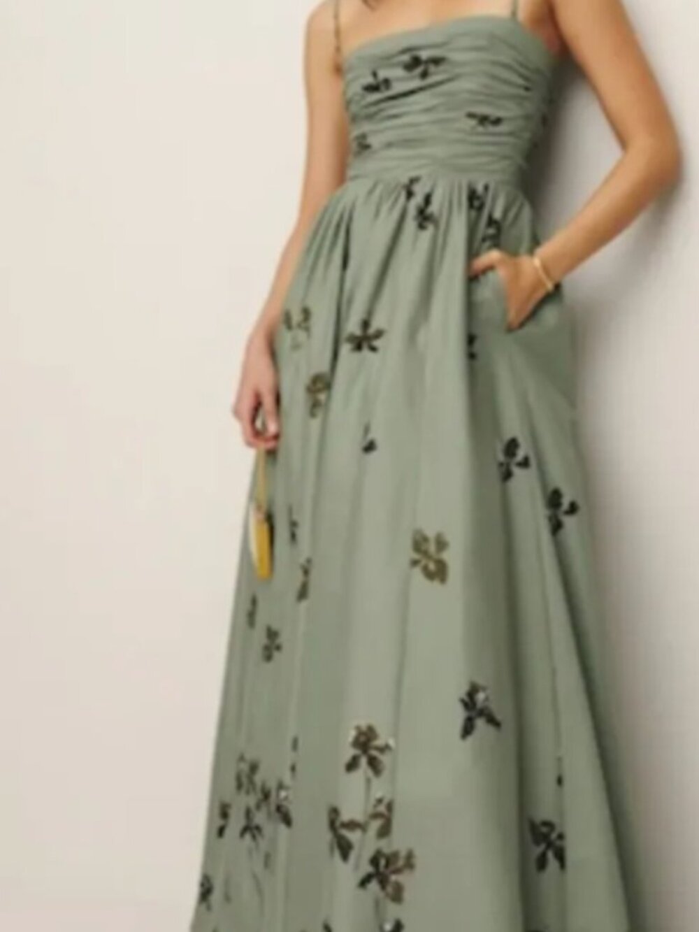 Reformation Kastoria Iris Border Dress Size 12 NWT Smocked Bodice Floral Maxi - Picture 3 of 16